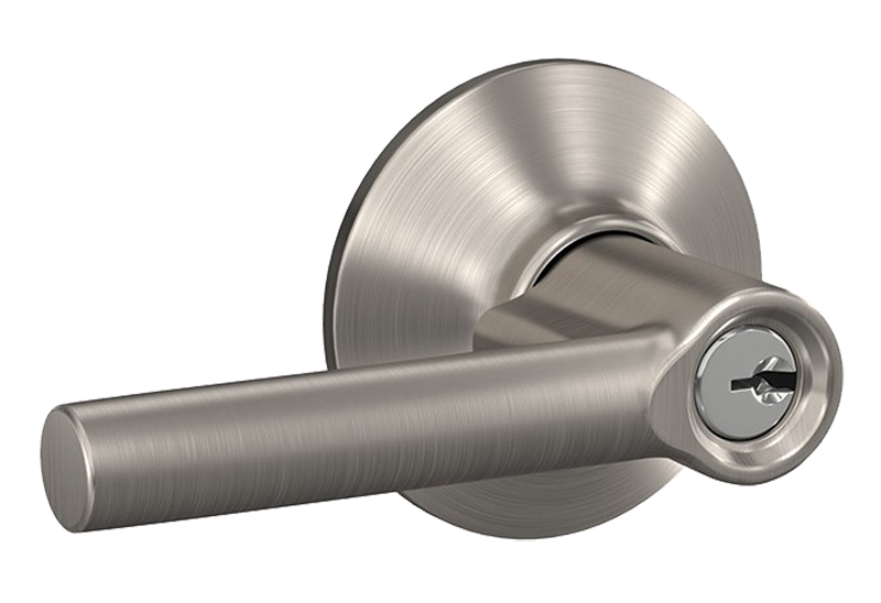 Schlage F Series F51VBRW619 Entry Lever, 7/8 in Housing Dia, Mechanical Lock, Satin Nickel, Metal, Residential, 2 Grade