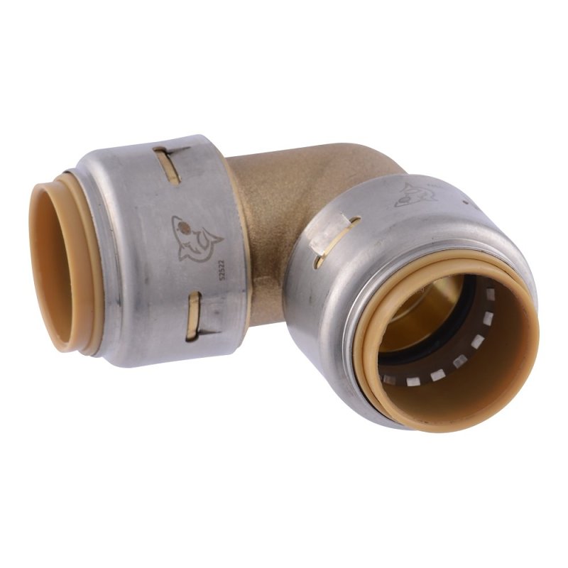 SharkBite Max UR256A4 Pipe Elbow, 3/4 in Push-to-Connect, 90 deg Angle, DZR Brass, 250 psi Pressure