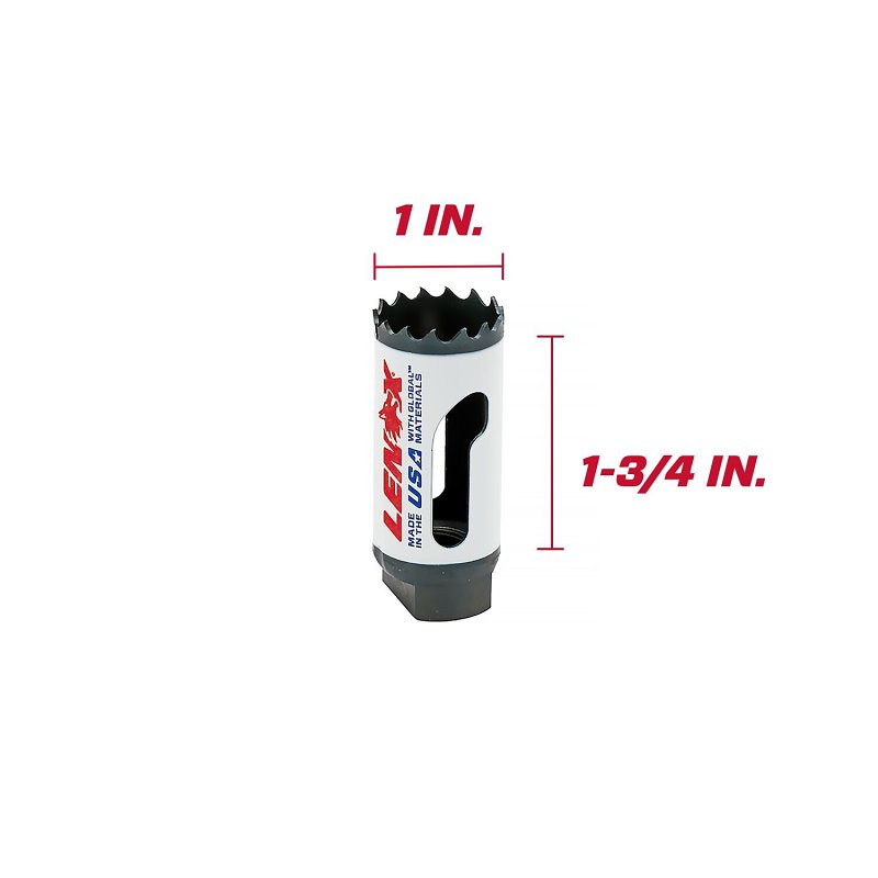 Lenox 3001616L Hole Saw, 25 mm Dia, 1-7/8 in D Cutting, 1/2 in Arbor, 4/5 TPI, Bi-Metal Cutting Edge