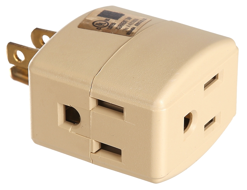 Eaton 1219V-BOX 15-Amp 2-Pole 3-Wire 125-Volt Three Outlet Grounding Adapter wit 