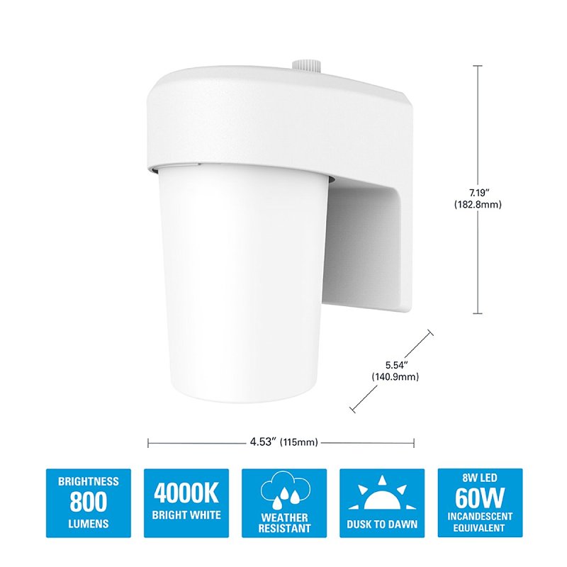 Halo FE Series FE08A40FDW Wall Sconce, 120 V, 7.9 W, LED Lamp, 977 Lumens, 4000 K Color Temp, Polycarbonate Fixture