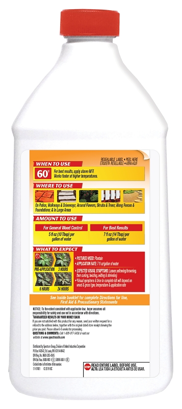 Spectracide HG-56009 Weed and Grass Killer, Liquid, Amber, 40 fl-oz Bottle