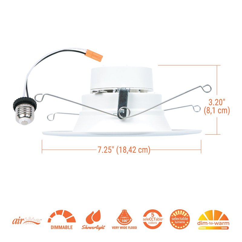 Halo RL RL56LS9FSD2W1EWH Down Light, 14.3 W, 120 V, Aluminum/Steel, White, Matte