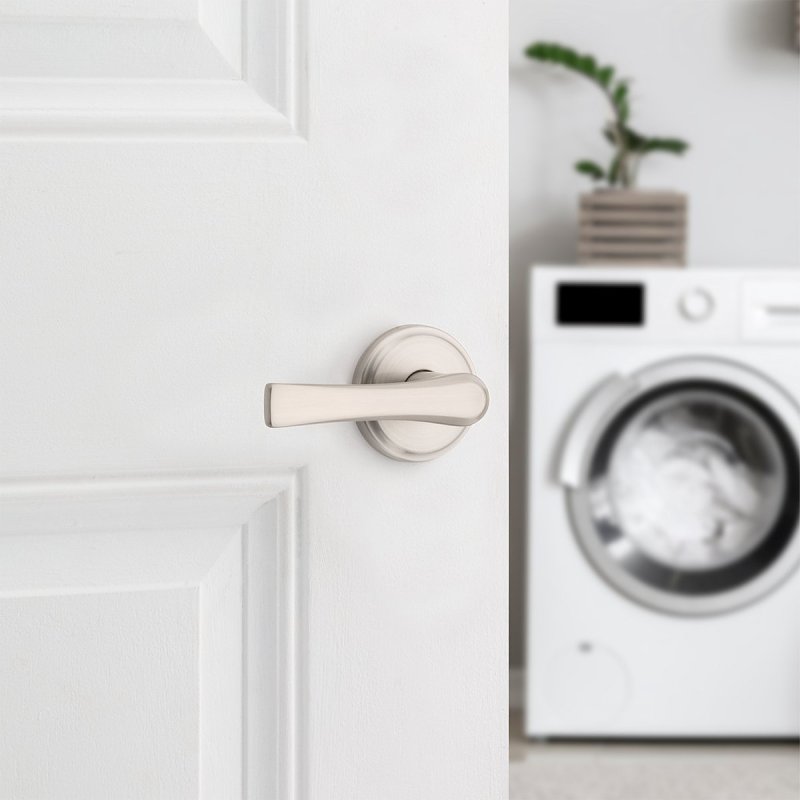 Weiser Katella 9GLA1010-132 Passage Door Handle, Lever Handle, Zinc, Satin Nickel, 2-3/8 to 2-3/4 in Backset