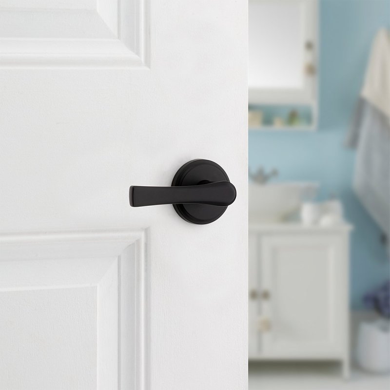 Weiser Katella 9GLA3310-132 Privacy Door Handle, Transitional Design, Lever Handle, Matte Black, Zinc, Pushbutton