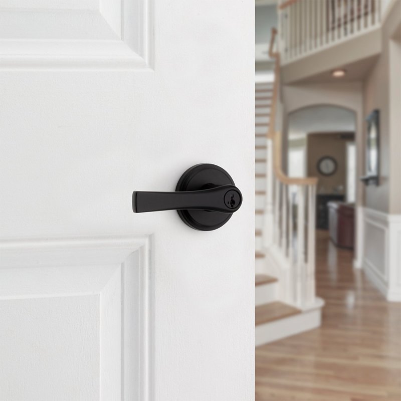 Weiser Katella 9GLA5350-177 Entry Door Handle, Lever Handle, Matte Black, Zinc, KW1, SC1 Keyway, Residential