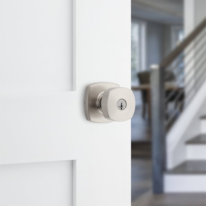 Weiser Prague 9GA5310-211 Entry Door Handle, Knob Handle, Satin Nickel, Zinc, Re-Key Technology: SmartKey, 2 Grade