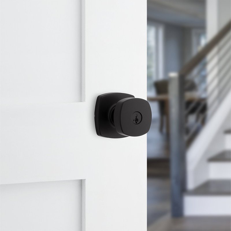 Weiser Prague 9GA5310-212 Entry Door Handle, Knob Handle, Matte Black, Zinc, Re-Key Technology: SmartKey, 2 Grade
