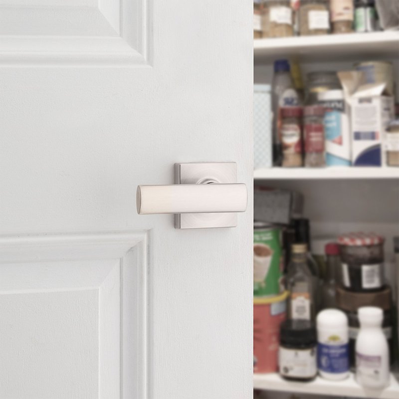 Weiser Elements Breton 9GLC120-098 Dummy Door Handle, Lever Handle, Contemporary Design, Satin Nickel, Residential