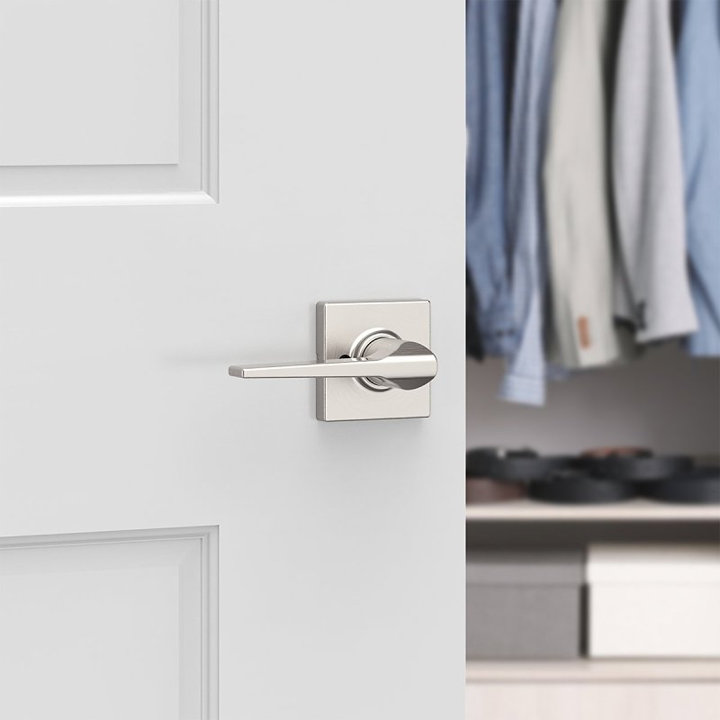 Weiser Elements Hollis 9GLC120-103 Dummy Door Handle, Lever Handle, Contemporary Design, Satin Nickel, Residential