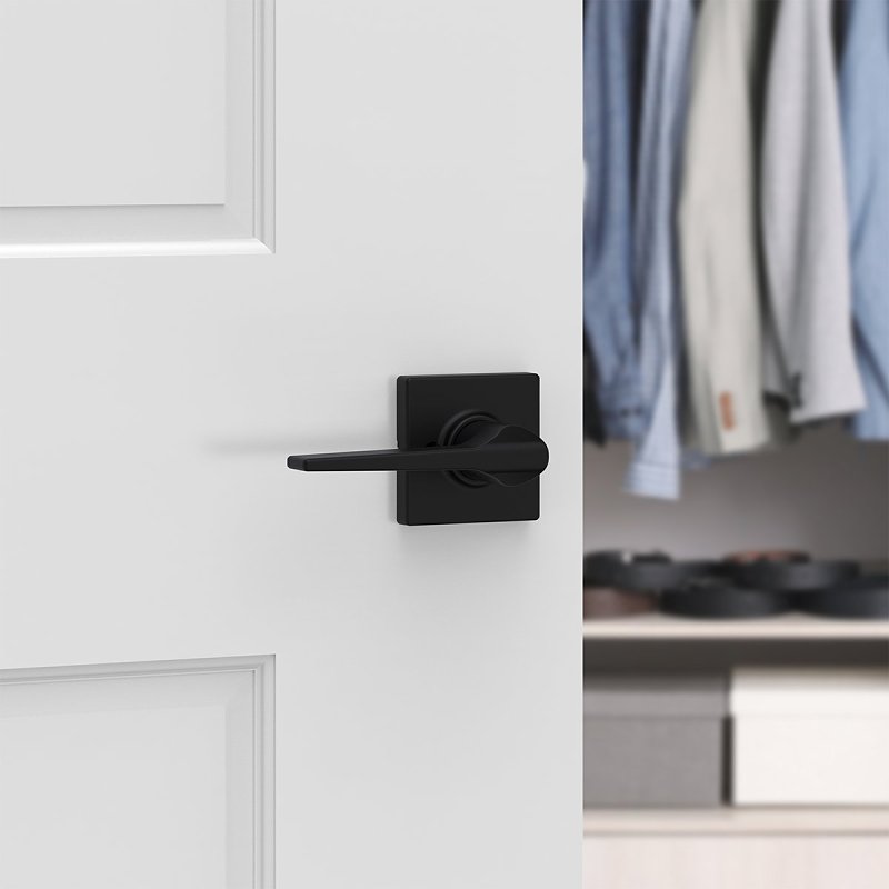 Weiser Elements Hollis 9GLC120-104 Dummy Door Handle, Lever Handle, Contemporary Design, Matte Black, Residential