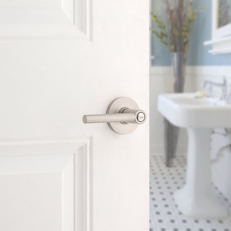Weiser Safe Lock Reminy 9SL30000-093 Privacy Door Handle, Contemporary Design, Lever Handle, Satin Nickel