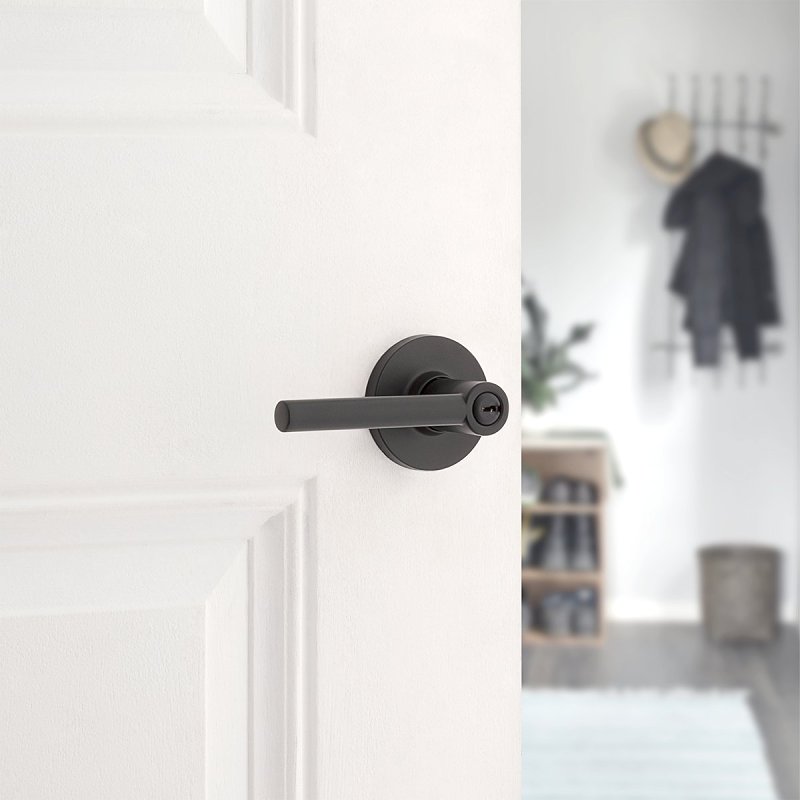 Weiser Safe Lock Reminy 9SL50000-119 Entry Door Handle, Lever Handle, Matte Black, 3 Grade, Universal Hand