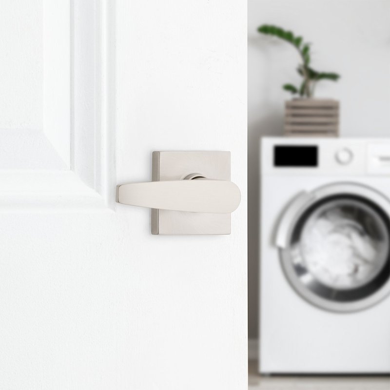 Weiser Safe Lock Winston 9SL10000-112 Passage Door Handle, Lever Handle, Satin Nickel, 1-3/8 to 1-3/4 in Thick Door