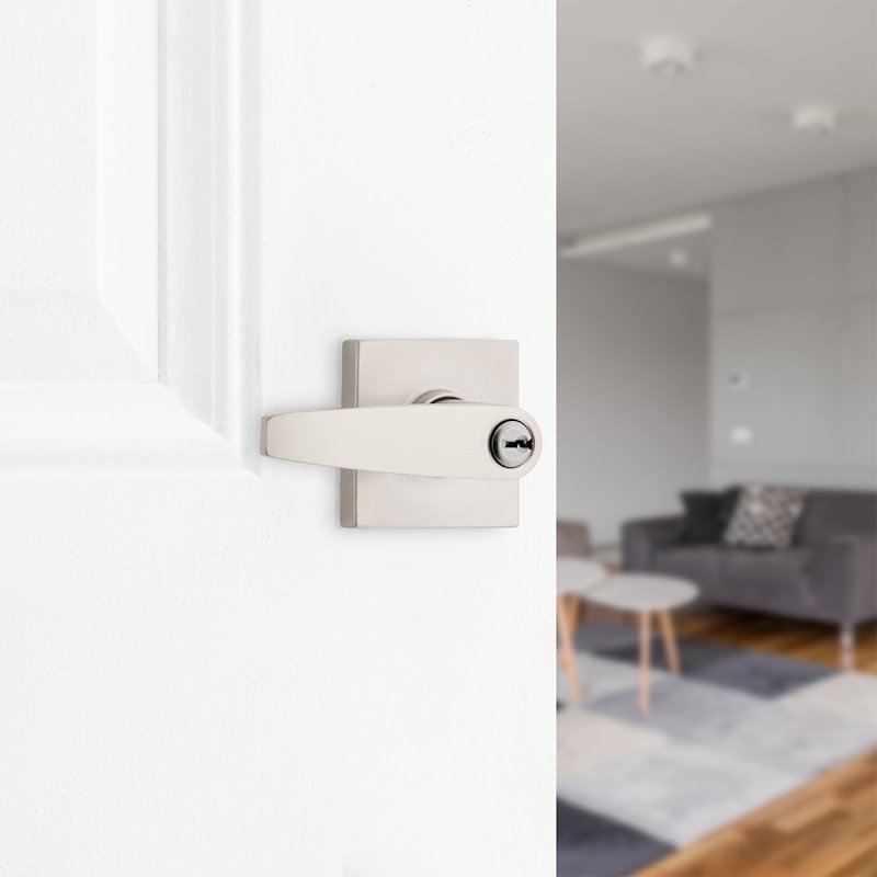 Weiser Safe Lock Winston 9SL50000-114 Entry Door Handle, Lever Handle, Satin Nickel, 3 Grade, Universal Hand