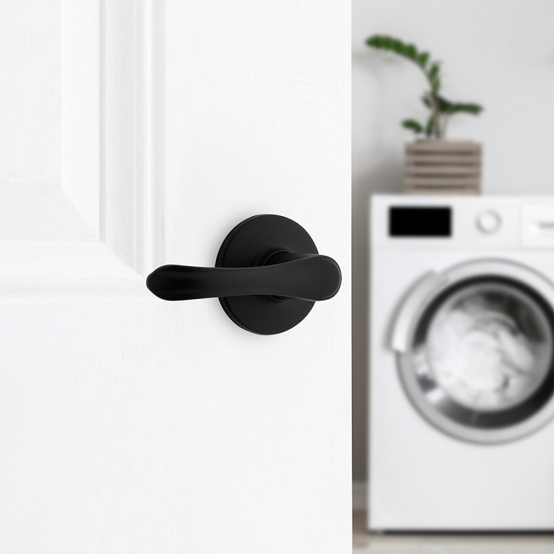 Weiser Safe Lock Grapevine 9SL10000-114 Passage Door Handle, Lever Handle, Matte Black, 1-3/8 to 1-3/4 in Thick Door