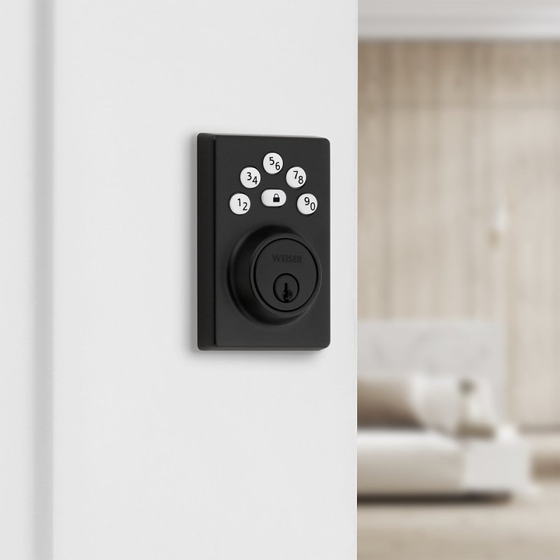 Weiser Elements 9GED92400-006 Deadbolt, 3 Grade, Keypad Key, Zinc, Matte Black, 1-3/8 to 1-3/4 in Thick Door