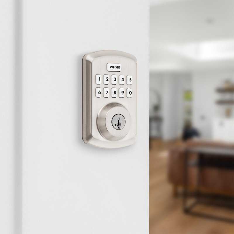 Weiser Powerbolt 3 9GED92500-002 Deadbolt, 3 Grade, Keypad Key, Zinc, Satin Nickel, 1-3/8 to 1-3/4 in Thick Door