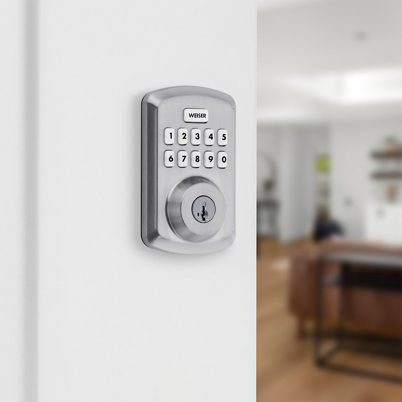 Weiser Powerbolt 3 9GED92500-003 Deadbolt, 3 Grade, Keypad Key, Zinc, Satin Chrome, 1-3/8 to 1-3/4 in Thick Door