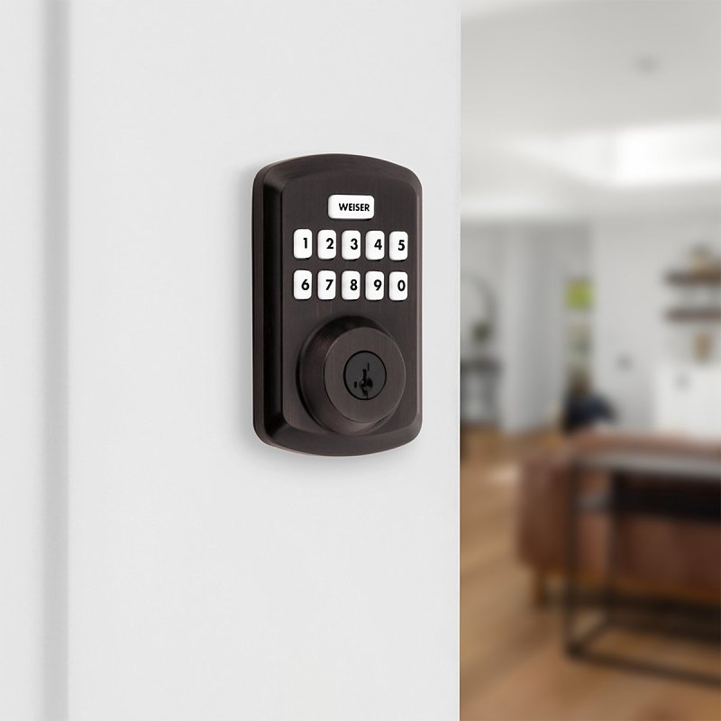 Weiser Powerbolt 3 9GED92500-004 Deadbolt, 3 Grade, Keypad Key, Zinc, Venetian Bronze, 1-3/8 to 1-3/4 in Thick Door