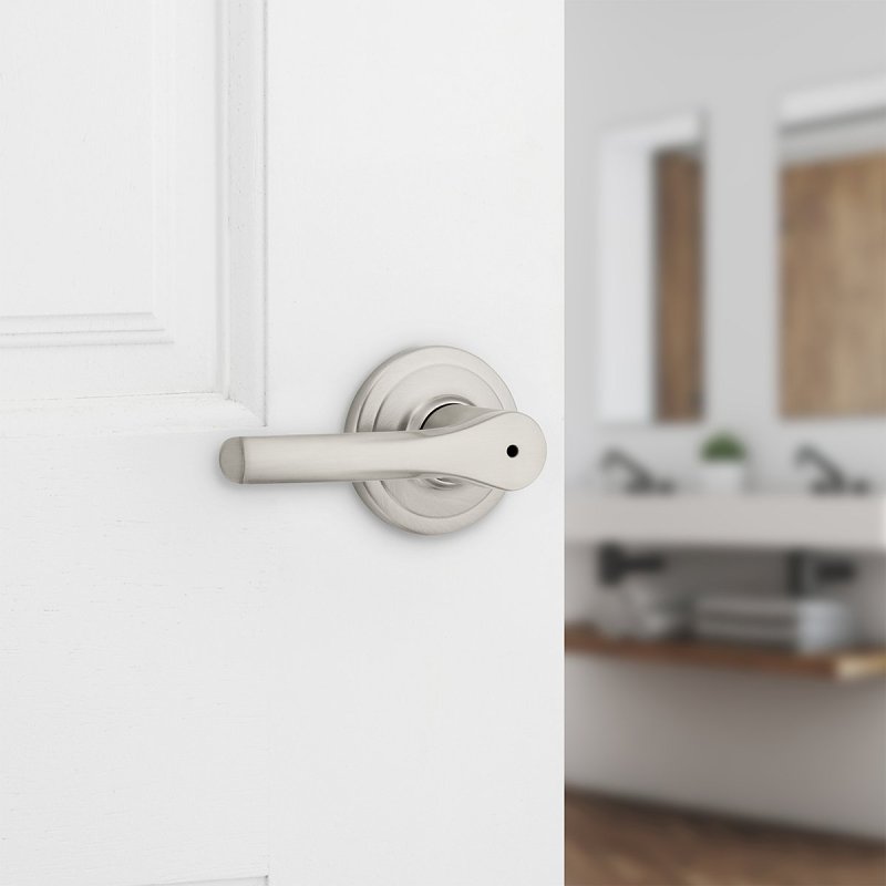 Weiser Elements Henley 9GLC3310-081 Privacy Door Handle, Transitional Design, Lever Handle, Satin Nickel, Zinc