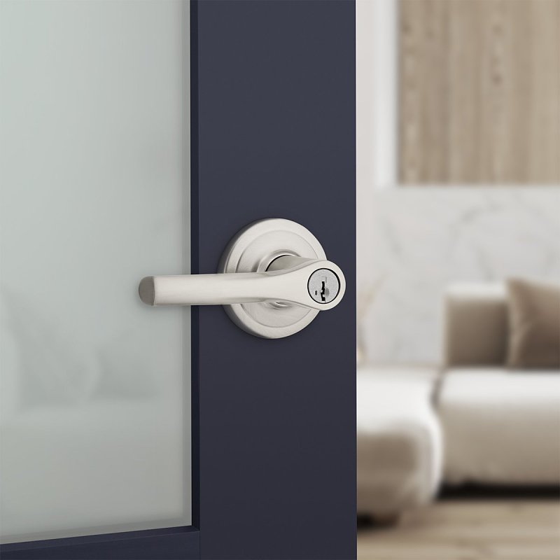 Weiser Elements Henley 9GLC5350-105 Entry Door Handle, Lever Handle, Satin Nickel, Zinc, Re-Key Technology: SmartKey