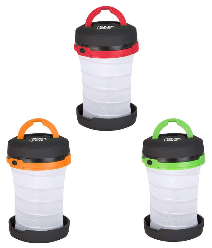 PowerZone LP-6358 Collapsible Pocket Camping Light, LED Lamp, White Light, ABS