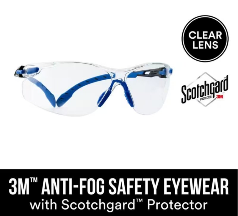 Scotchgard 47210H1-VDC-PS Anti-Fog Goggle with Scotchgard Protector, Universal, Wraparound Frame, Polycarbonate Frame