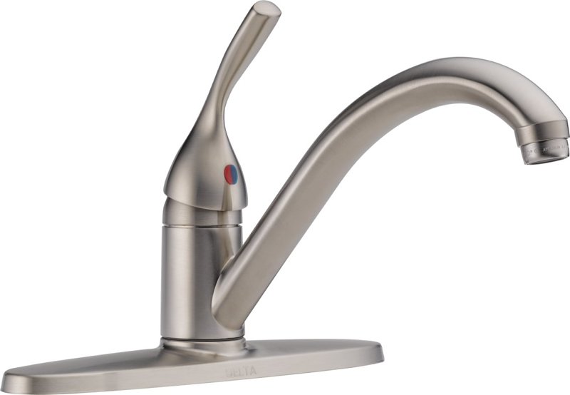 Delta Classic Series 400-SS-DST Kitchen Faucet, 1.8 gpm, 4-Faucet Hole, Metal, Stainless, Deck, 8 in Faucet Centers