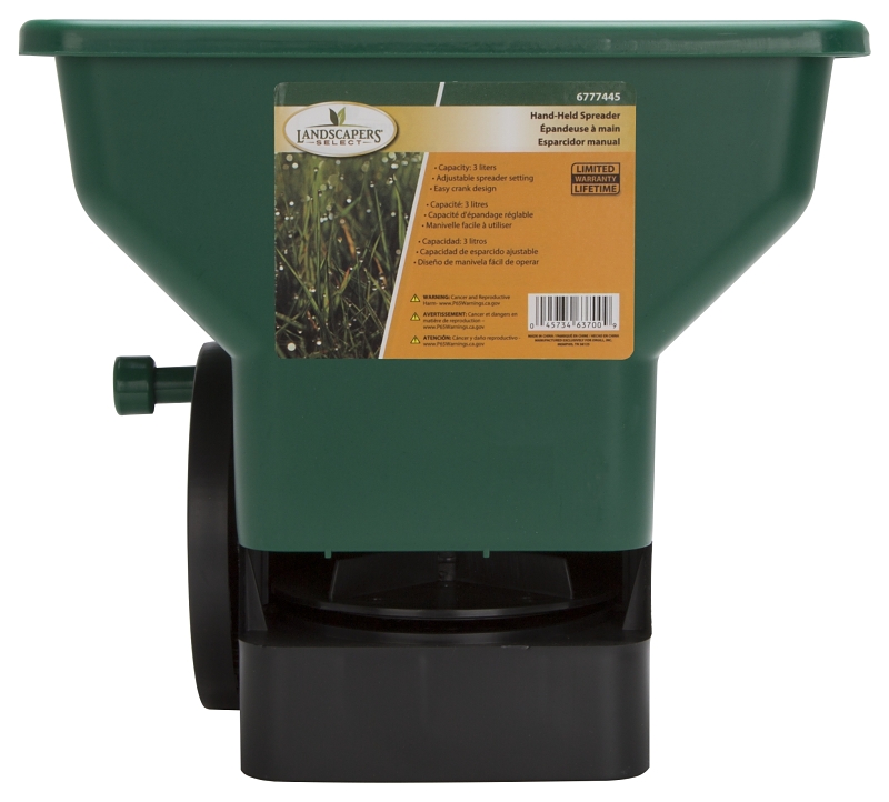 Landscapers Select HYG-03D Handheld Spreader, 3 L Capacity, 7 to 28 sq-ft Coverage Area, 6 to 12 ft W Spread