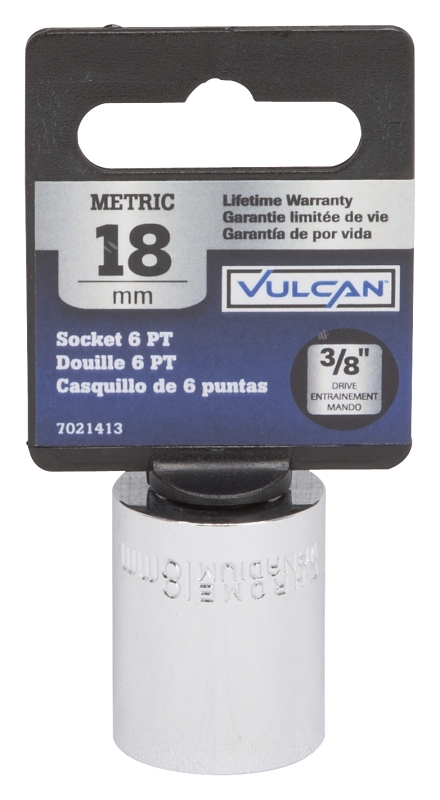 Vulcan MT6499933 Drive Socket, 18 mm Socket, 3/8 in Drive, 6-Point