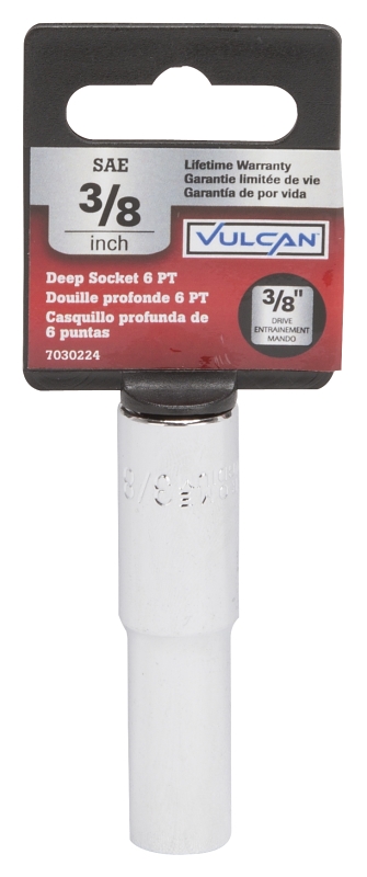 Vulcan MT6495576 Drive Socket, 3/8 in Socket, 3/8 in Drive, 6-Point, Chrome Vanadium Steel, Chrome