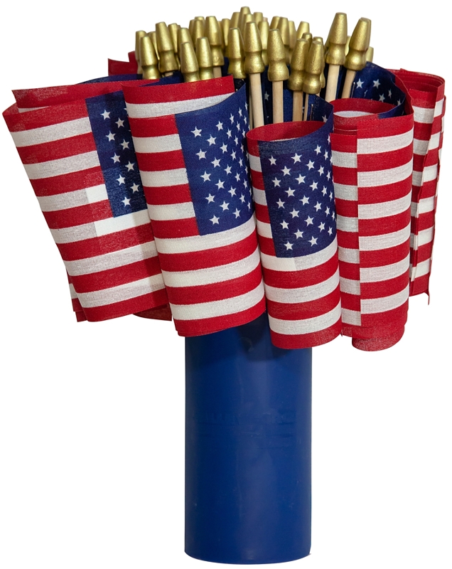 Valley Forge USE4D USA Stick Flag Display, Polycotton, Includes: (48) 4 x 6 in No-Fray Polycotton Stick Flags