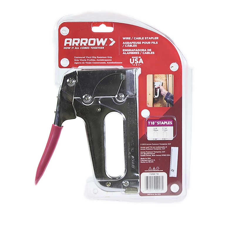 Arrow T18 Telephone Wire Tacker, 3/8 to 7/16 in L Leg, Steel Staple