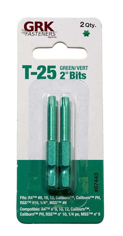 GRK Fasteners 87443 Drive Bit, T25 Drive, Star Drive, 2 in L, Metal