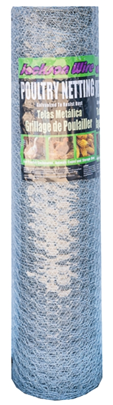 Jackson Wire 12 01 45 16 Poultry Netting, 150 ft L, 36 in W, 20 ga Gauge, Hexagonal Mesh, 1 in Mesh, Galvanized