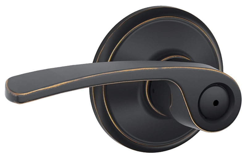 Schlage F Series F40VMER716 Privacy Lever, Mechanical Lock, Aged Bronze, Residential, 2 Grade, 7/8 in Housing Dia, Metal