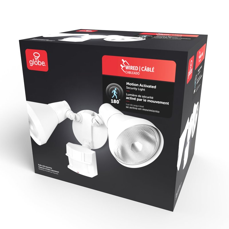 globe 17000273 Security Flood Light, White Fixture