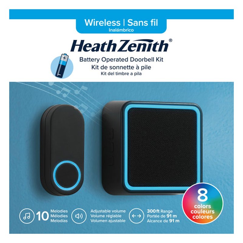 globe 18000151 10-Sound Doorbell Kit, Wireless, 4.5 V, 85 dB, Black