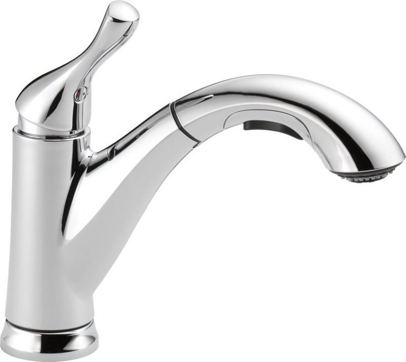 Delta 16953-DST Pull-Out Kitchen Faucet, 1.8 gpm, 1-Faucet Handle, 4-Faucet Hole, Chrome Plated, Swivel Spout