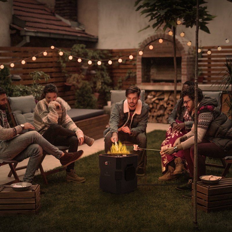 Ukiah TK-1044-T2BLK Portable Fire Pit, 15-1/4 in OAW, 15-1/4 in OAD, 16 in OAH, Propane, Piezo Ignition, Steel