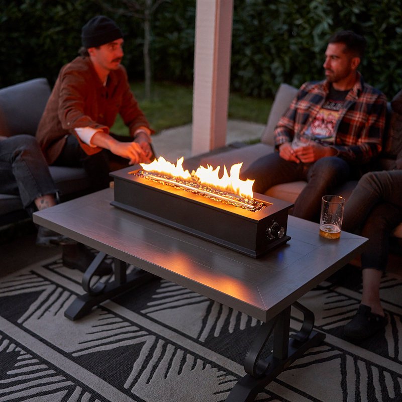 Ukiah Loom X TK-1015-LX Table Top Fire Pit, 28 in OAW, 6 in OAD, 9 in OAH, Rectangular, Liquid Propane, Steel