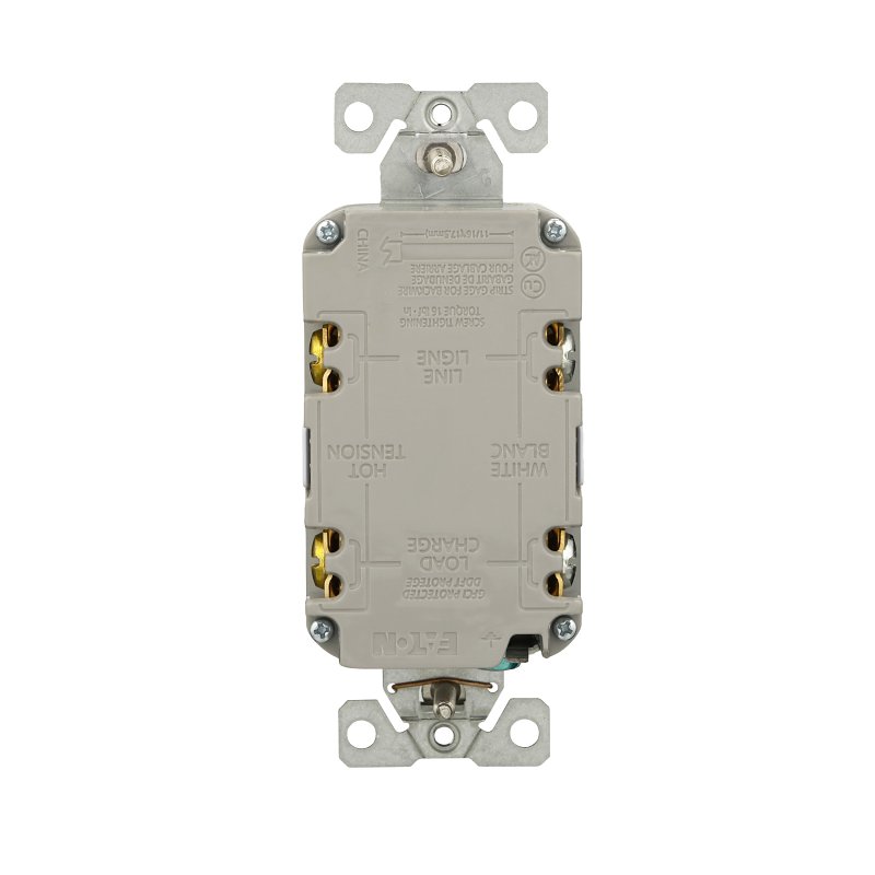 Eaton GF15W-WP GFCI Receptacle, 125 V, 15 A, NEMA: NEMA 5-15R, Back, Side Wiring, White