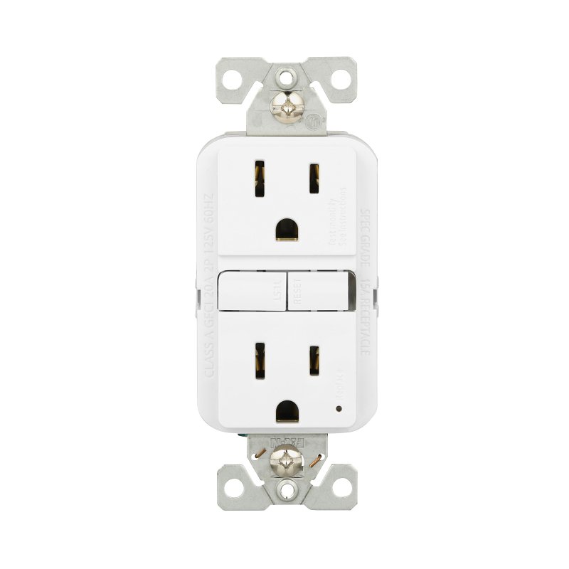 Eaton GF15W-3-L GFCI Receptacle, 125 V, 15 A, NEMA: NEMA 5-15R, Back, Side Wiring, White