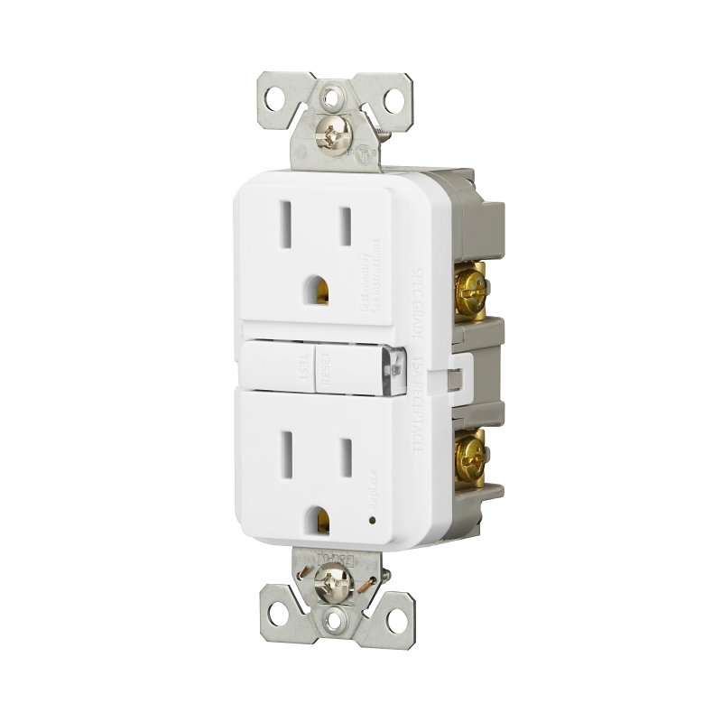 Eaton GF15W-3-L GFCI Receptacle, 125 V, 15 A, NEMA: NEMA 5-15R, Back, Side Wiring, White