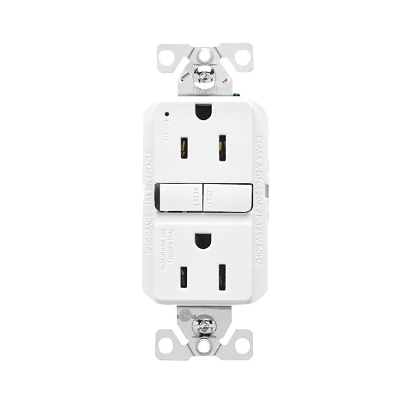 Eaton GF15W-3-L GFCI Receptacle, 125 V, 15 A, NEMA: NEMA 5-15R, Back, Side Wiring, White