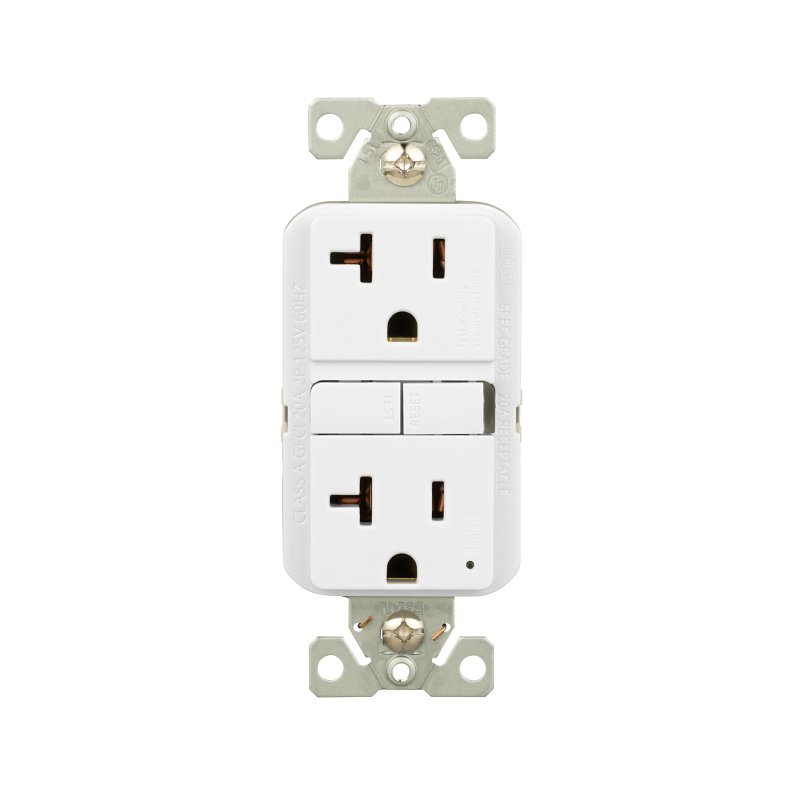 Eaton GF20W GFCI Receptacle, 125 V, 20 A, NEMA: NEMA 5-20R, Back, Side Wiring, White