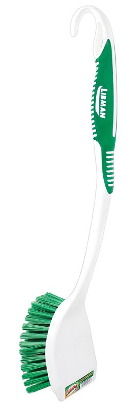 Libman 10 Long Handle Scrub Brush, 2 in L Trim, Plastic, 5 in W Brush, 17.63 in OAL