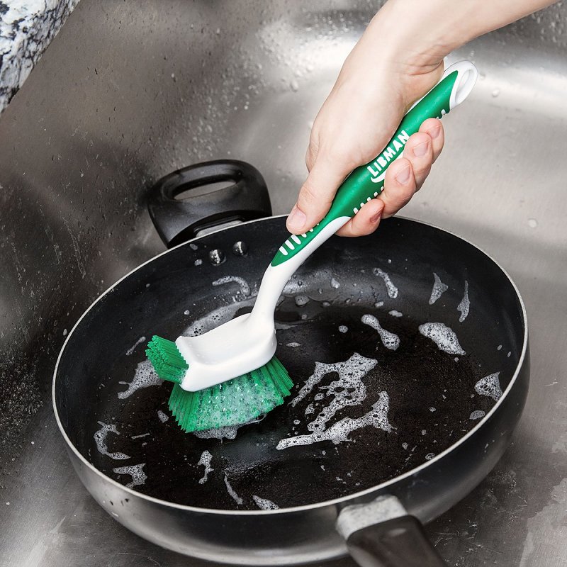 Libman 1042 Big Job Kitchen Brush, 7/8 in L Trim, 3 in W Brush, Polymer Bristle, 10-1/2 in L, Polypropylene Handle
