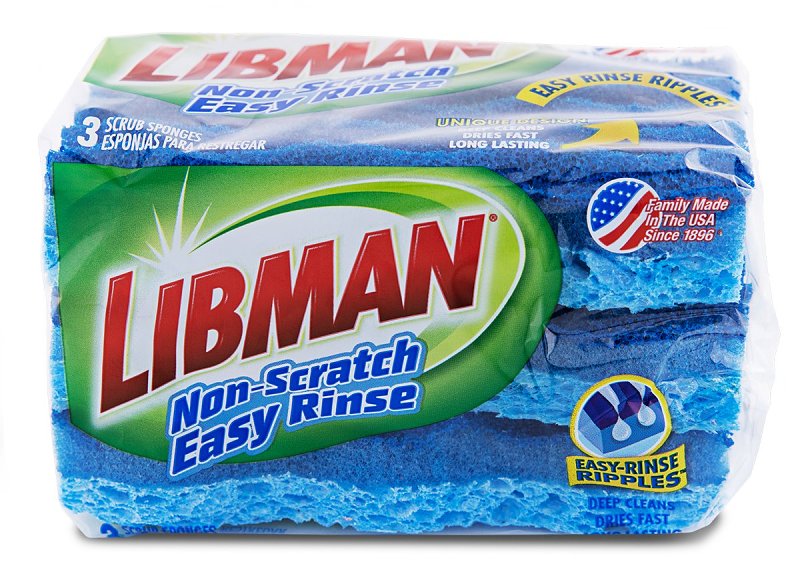 Libman 1075 Sponge, 4-1/2 in L, 3 in W, 1 in Thick, Yellow